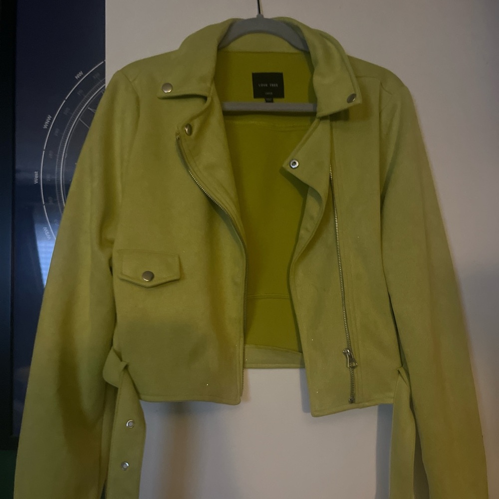 Love Tree Vibrant Green Moto Jacket